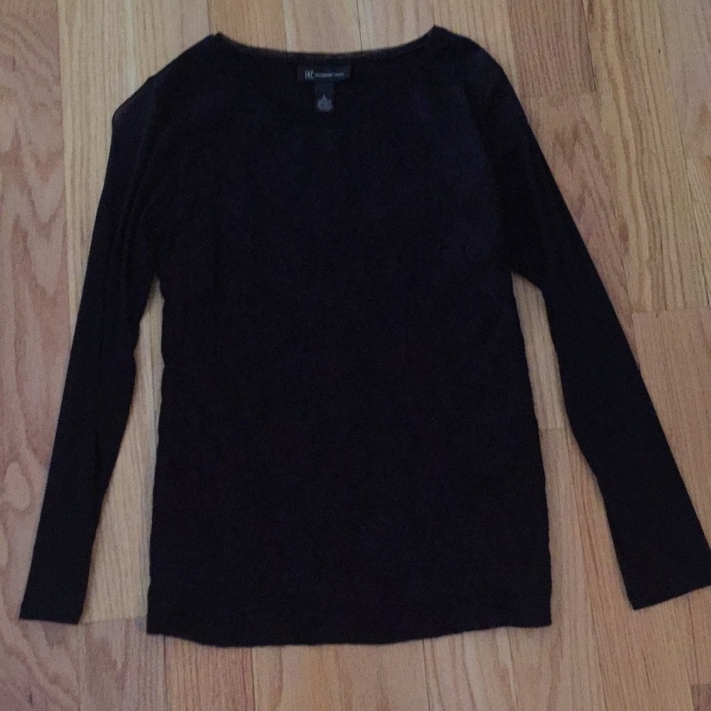 Black sheer front embroidered blouse